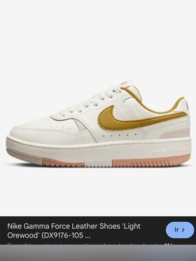 Nike Women's Low-Top Leather Sneakers in White and Mustard